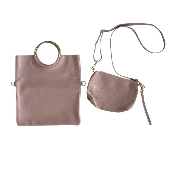 Borse in Pelle Pebbled Leather Crossbody Purse Italy Adjustable Strap Mauve Pink - Picture 6 of 9